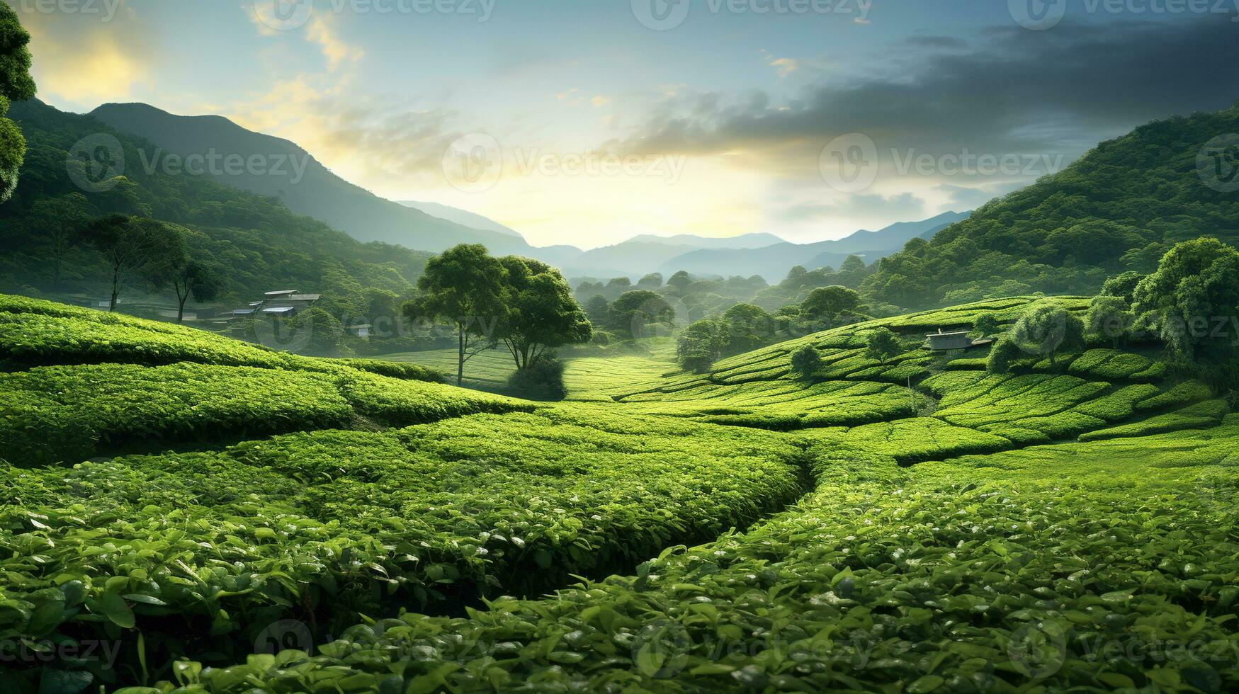 panorama chá plantação dentro Malásia foto