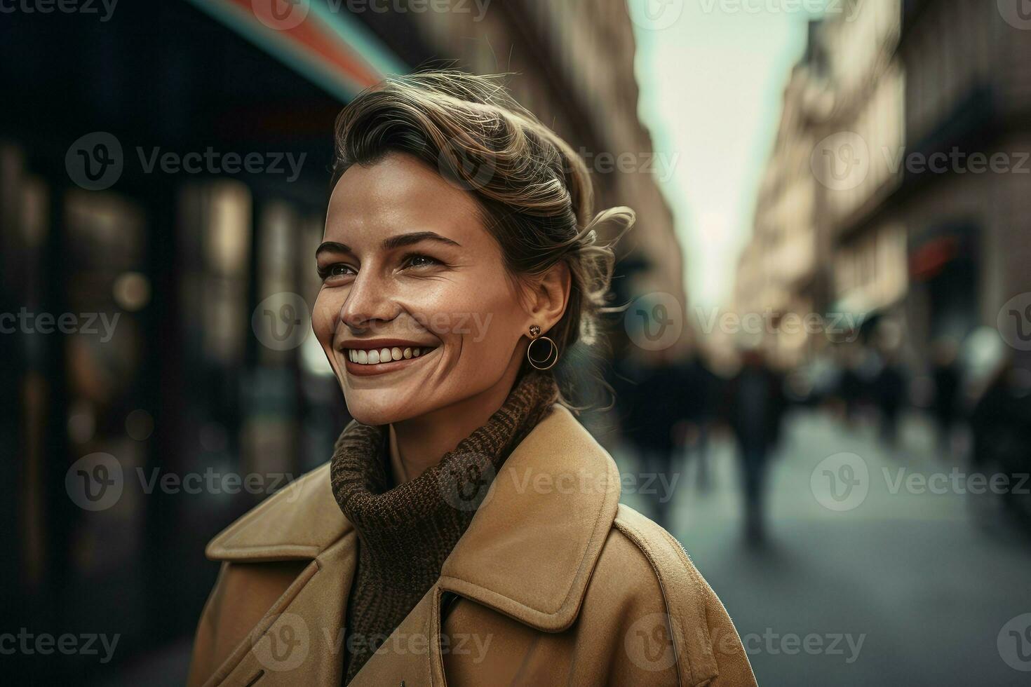 Paris sorridente mulher. gerar ai foto