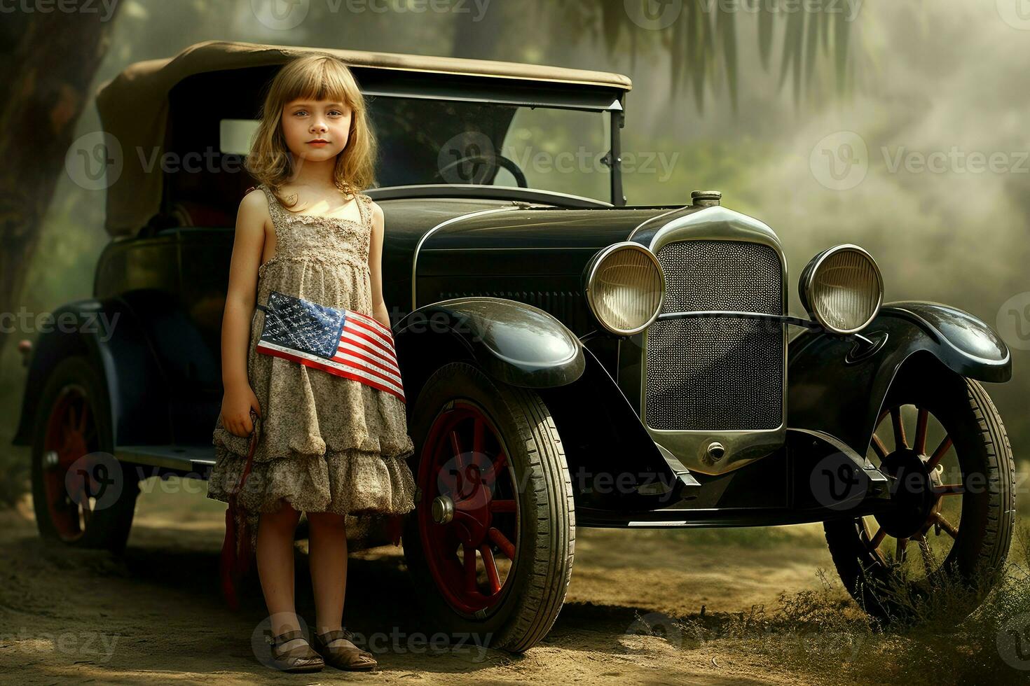 americano 1920 criança garota. gerar ai foto