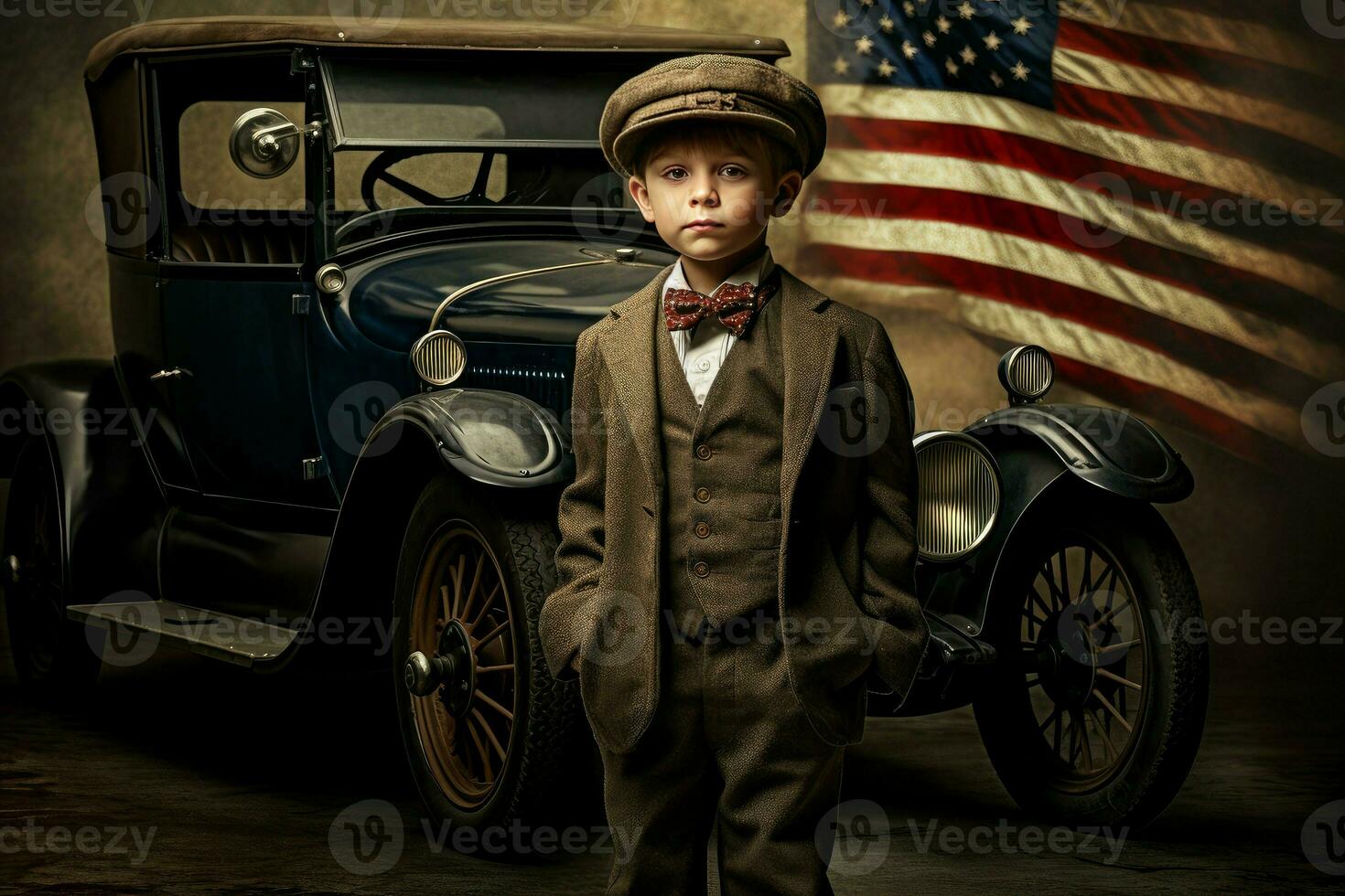 espirituoso americano 1920 criança garoto. gerar ai foto
