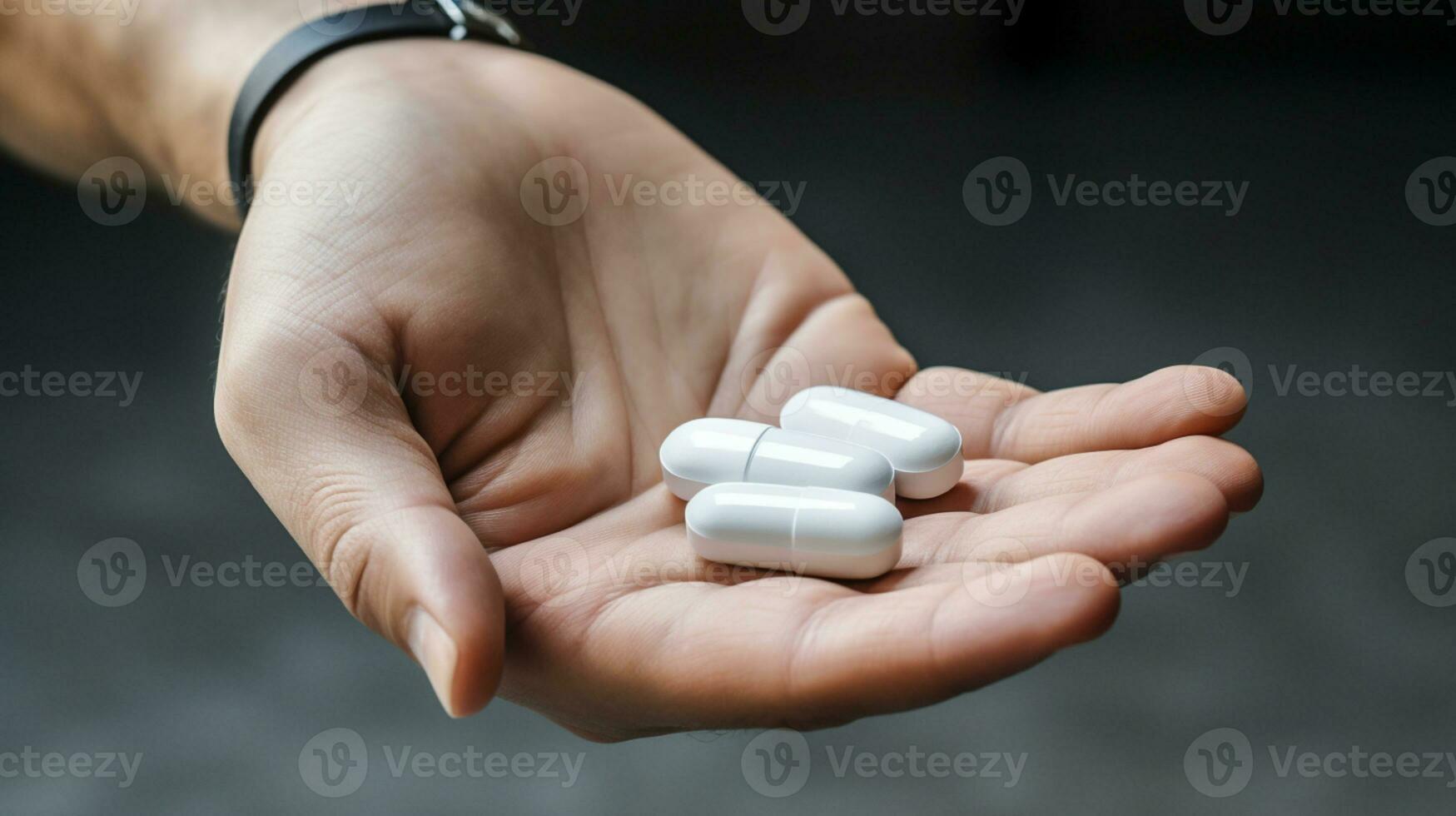 fechar-se imagem do mão segurando e colheita medicamento, comprimido, cápsulas, Vitamina, suplemento, medicação para estômago, digestivo. drogas foto