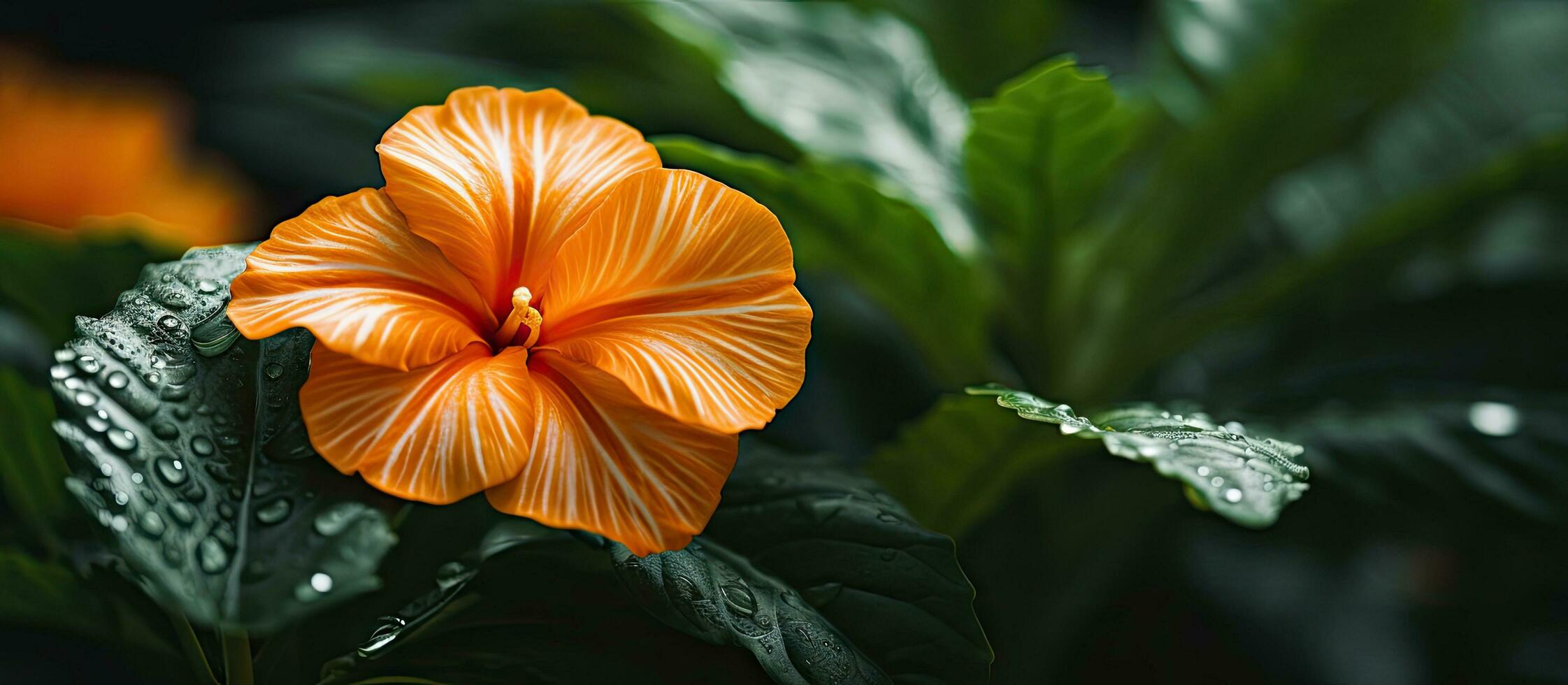 fechar acima do uma deslumbrante folha e flor do uma casa plantar representando a conceito do a urbano selva foto