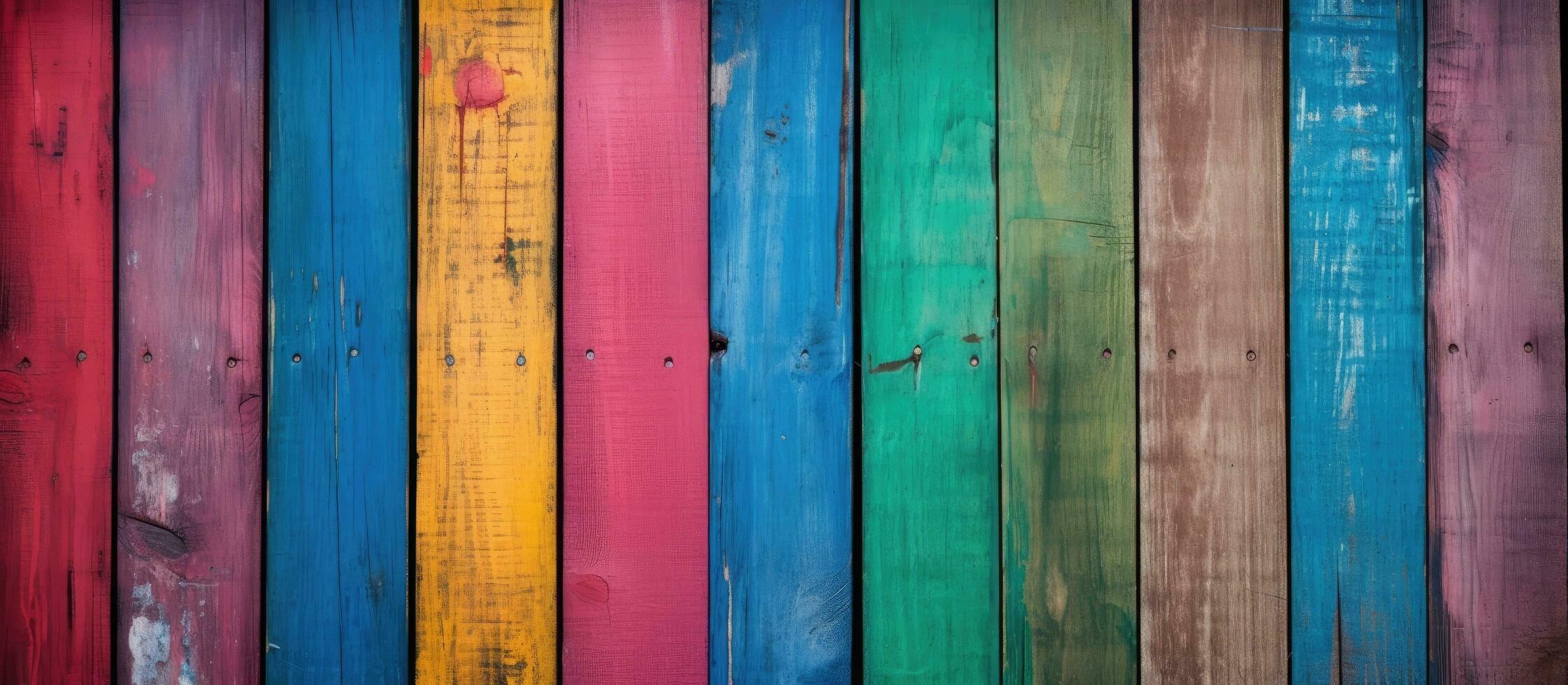 colorida cerca com uma fechar acima de madeira textura foto