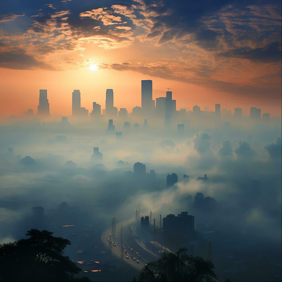 a impacto do estufa efeito em clima natureza, generativo ai foto