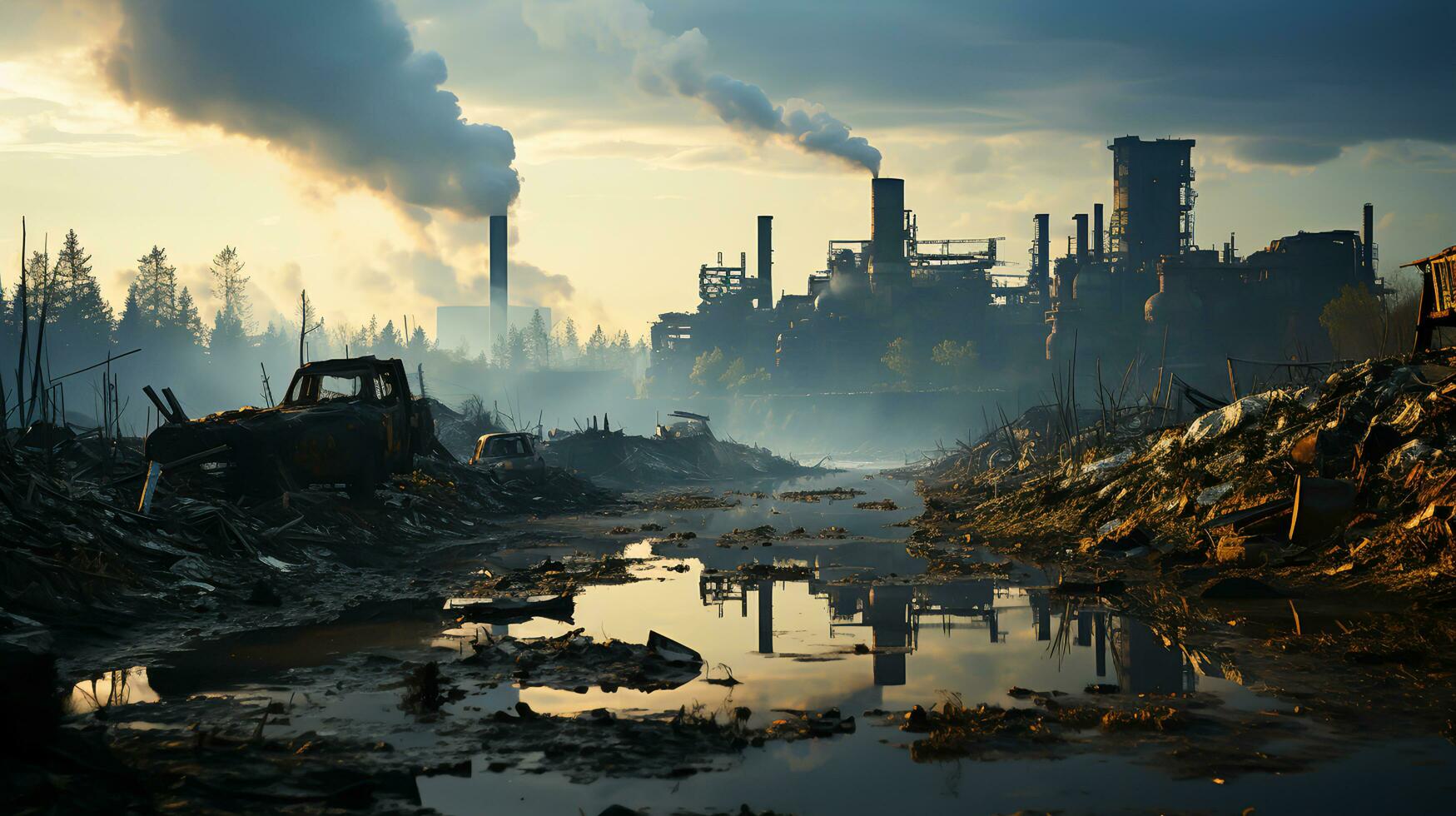 a impacto do estufa efeito em clima natureza, generativo ai foto