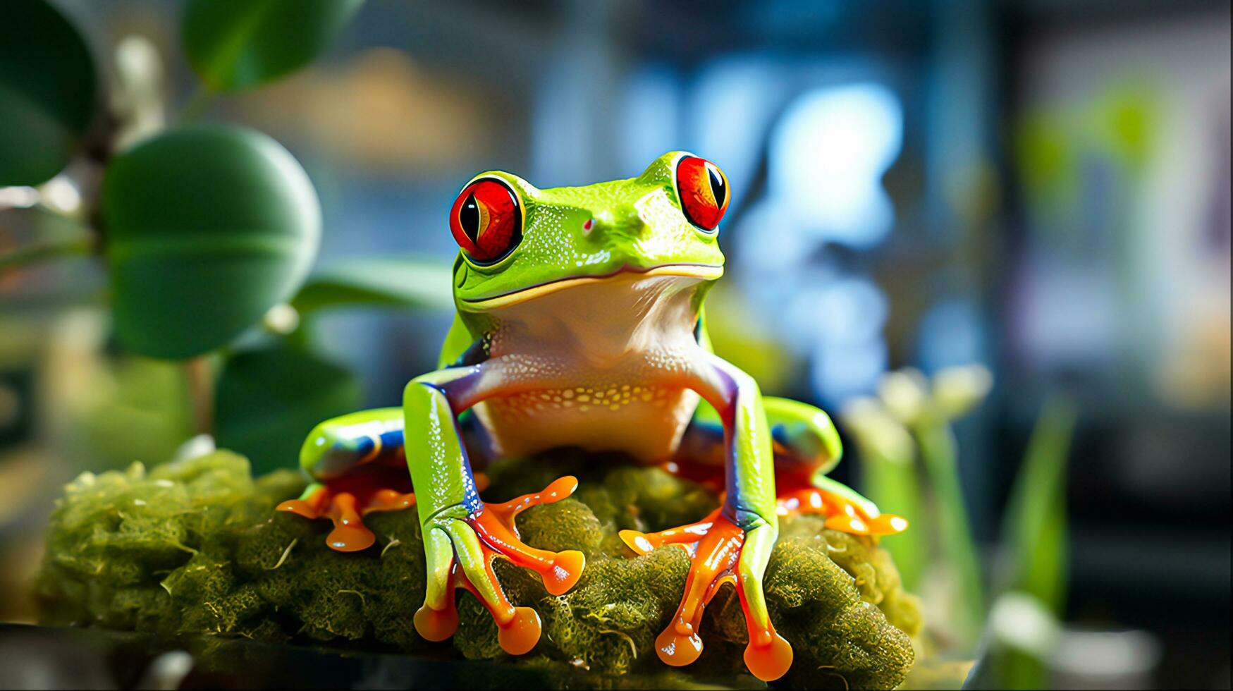 verde árvore rã. generativo ai foto