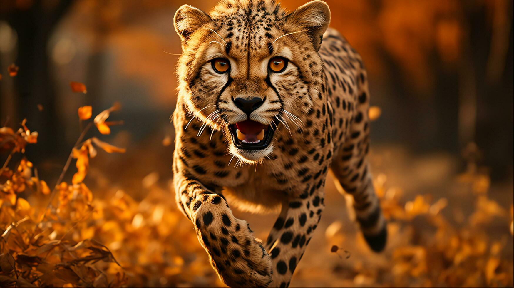 guepardo corrida dentro africano selvagem animal fotografia, generativo ai foto