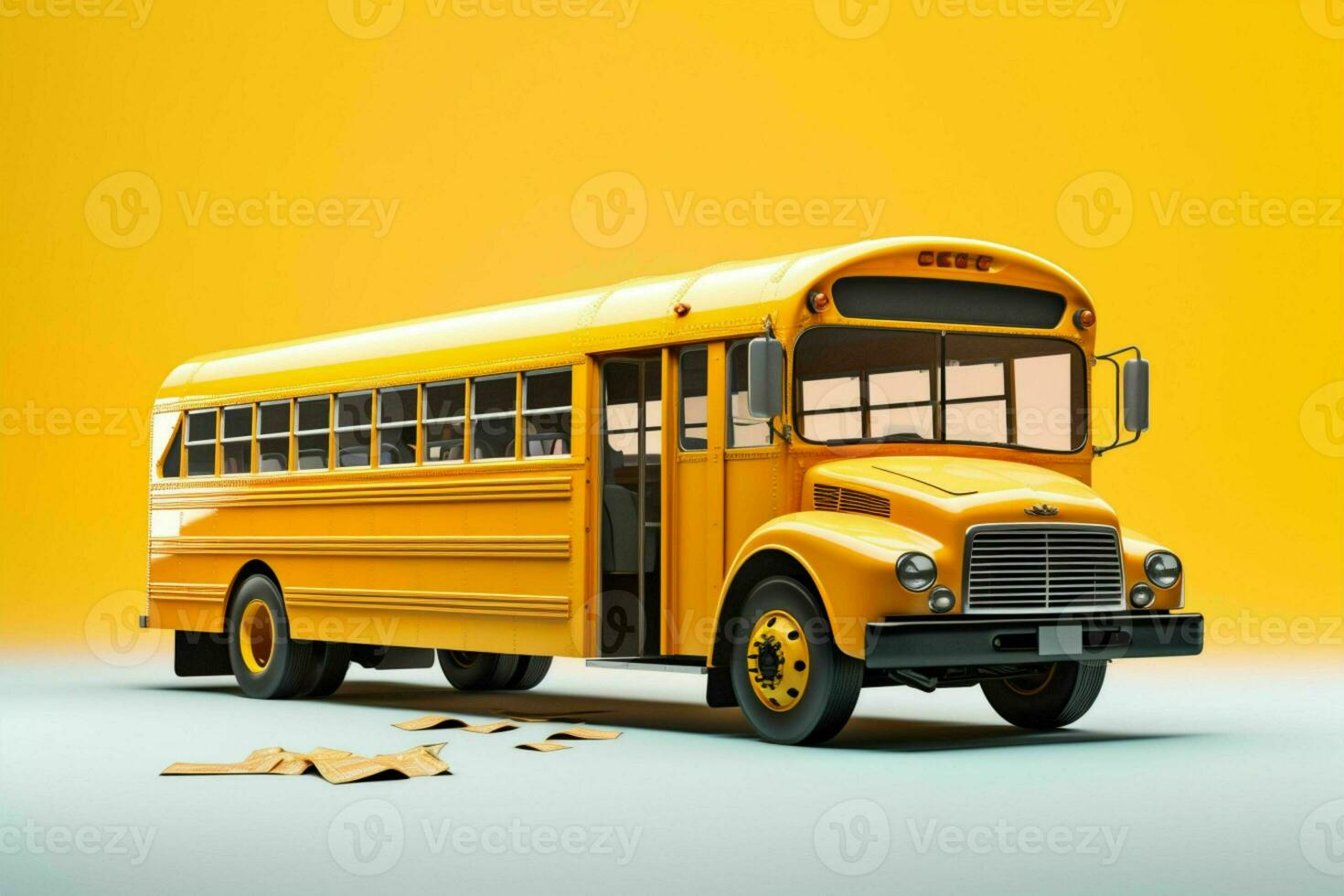 a amarelo escola ônibus leva Centro etapa dentro isto educacional tema ai gerado foto