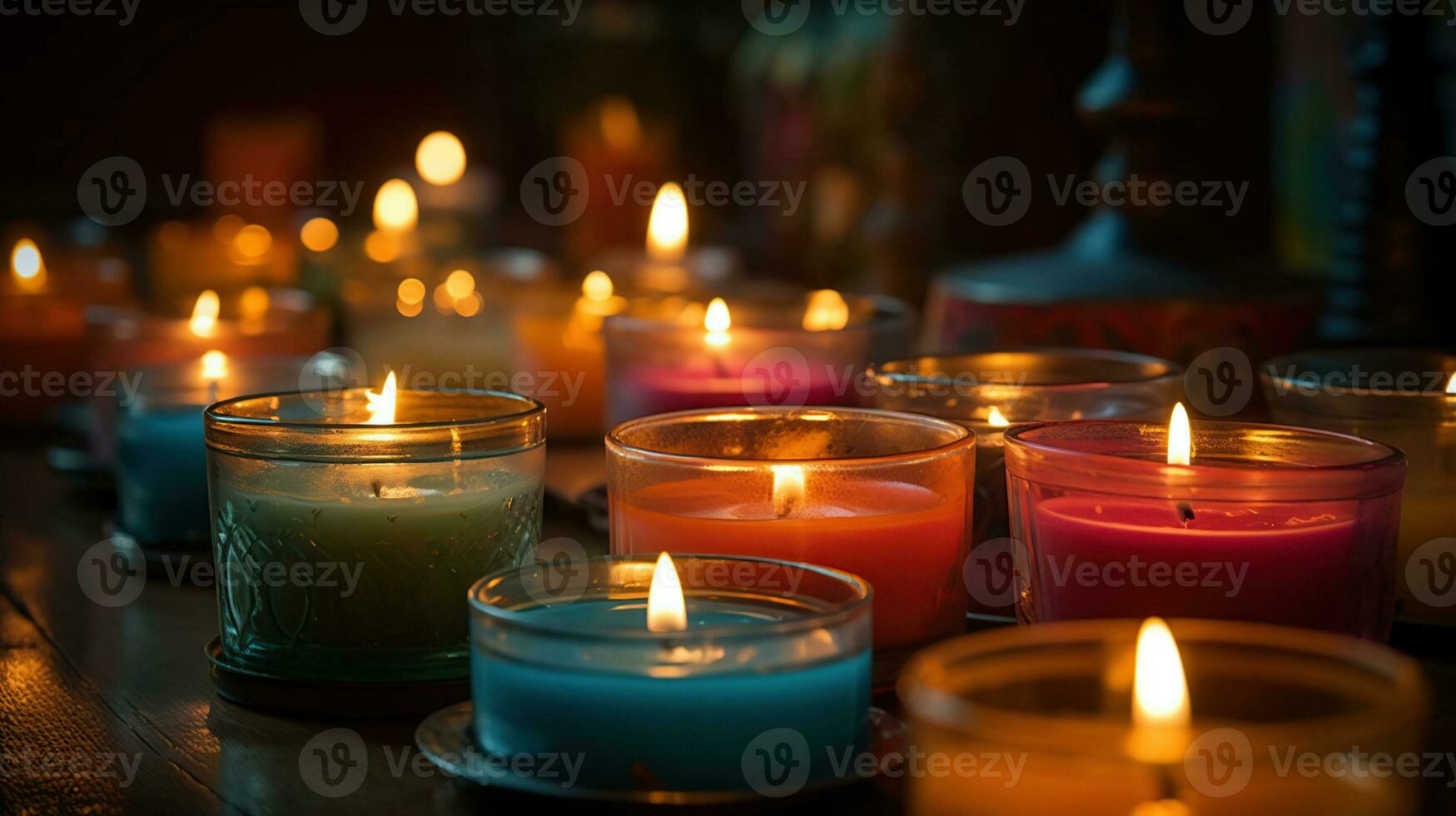 queimando velas em mesa dentro de casa, ai generativo foto