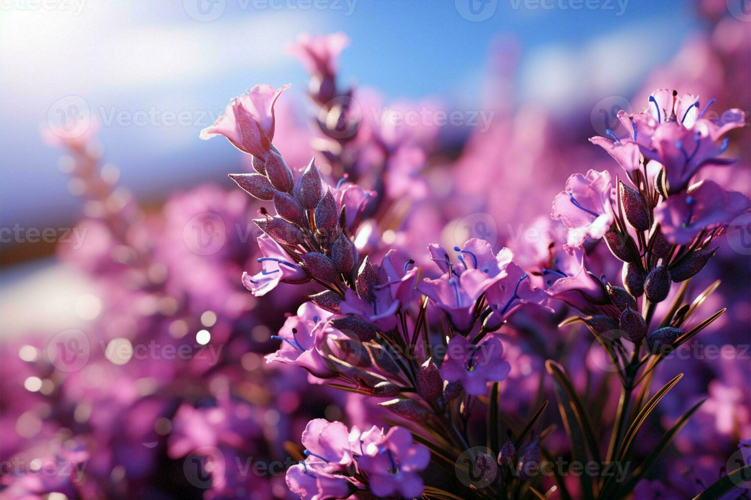 sereno lavanda pano de fundo, melhorada de essencial óleos, uma panorâmico deleite para aromaterapia ai gerado foto