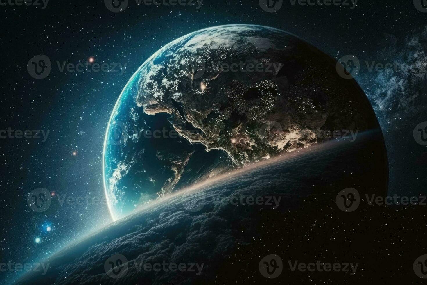 a terra Como visto a partir de espaço com vibrante cores e detalhes foto