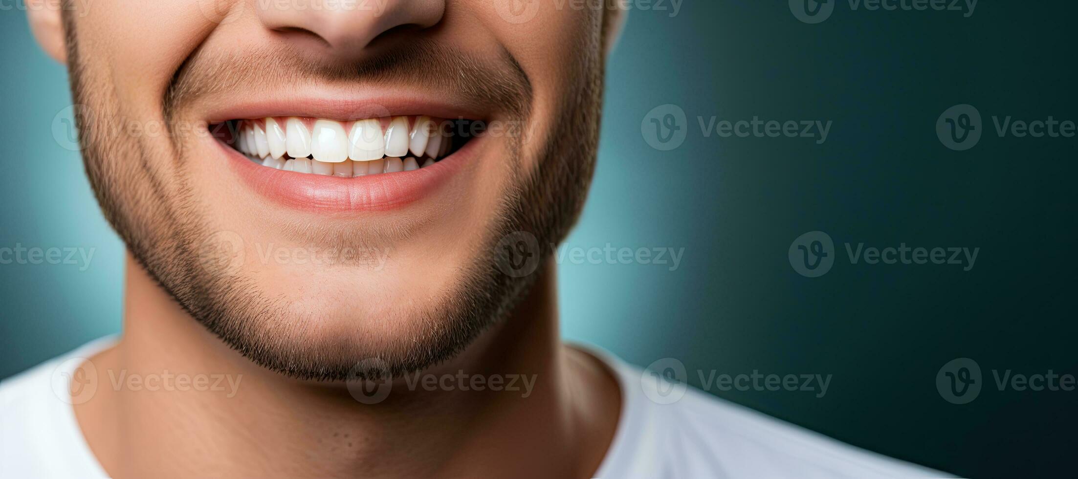 homem com saudável dentes. oral dental Cuidado conceito. ai gerado foto