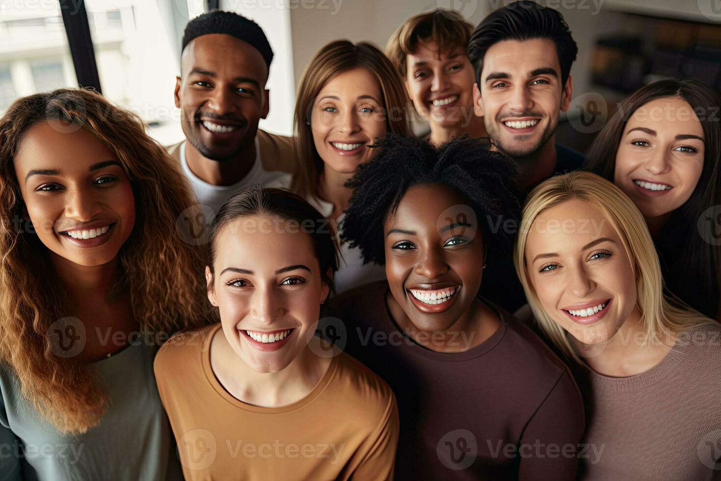 grupo do multiétnico colegas dentro a escritório. ai gerado foto