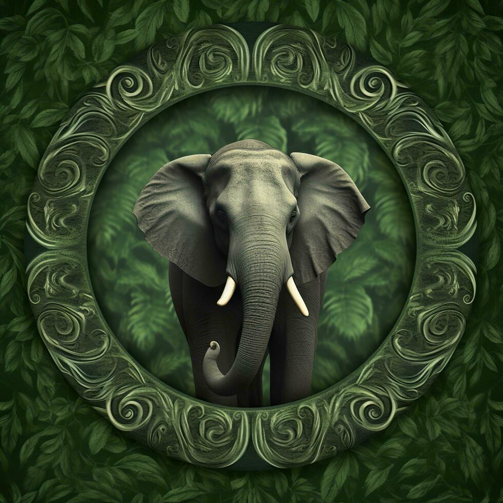 elefante volta verde natureza fundo, ai generativo foto