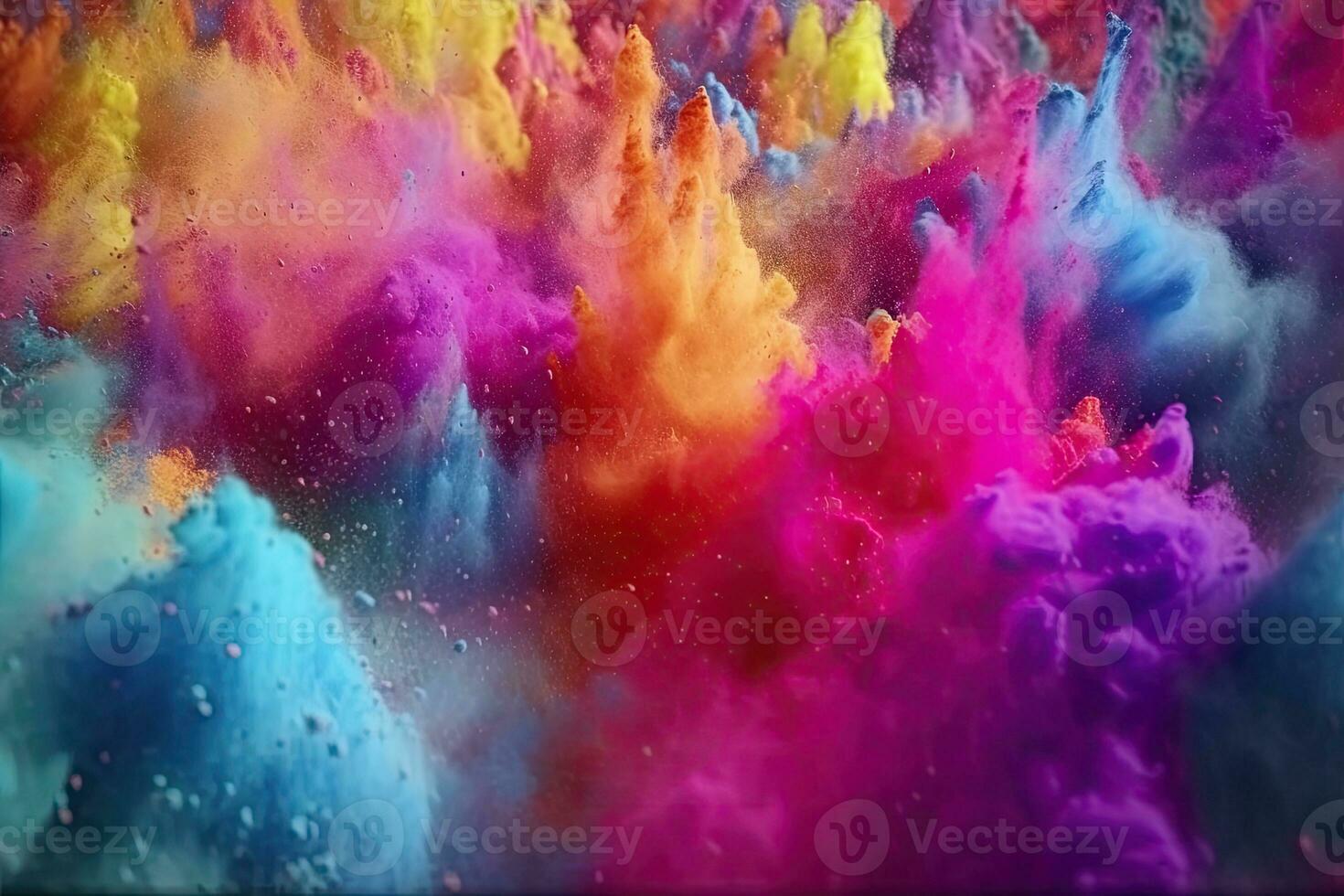 uma colorida pó explosão dentro uma Preto fundo generativo ai foto