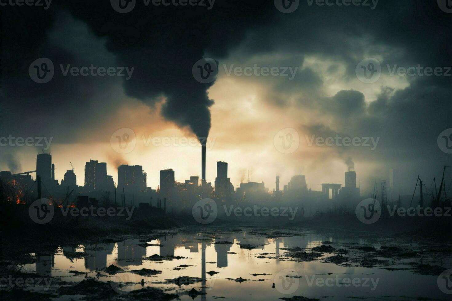 ar poluição dentro a cidade é agravado de industrial Atividades ai gerado foto