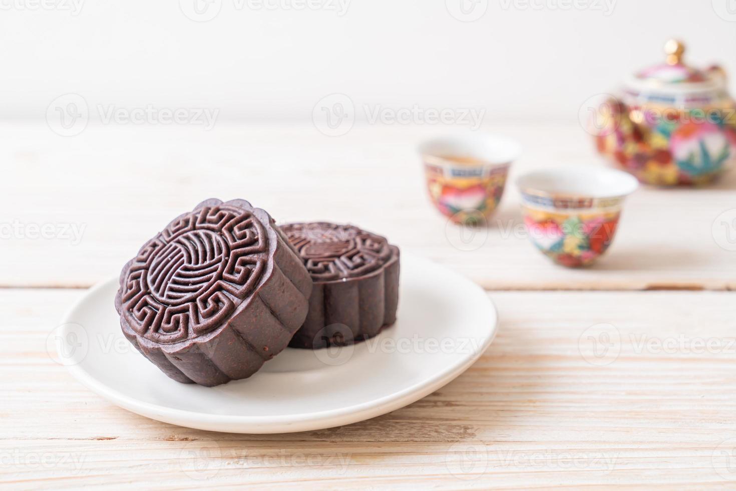 bolo da lua chinesa com sabor de chocolate amargo para festival de outono foto