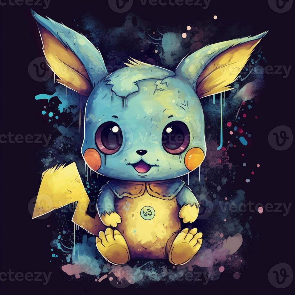 Papel de parede pokémon go com um personagem pokémon azul e amarelo  generativo ai
