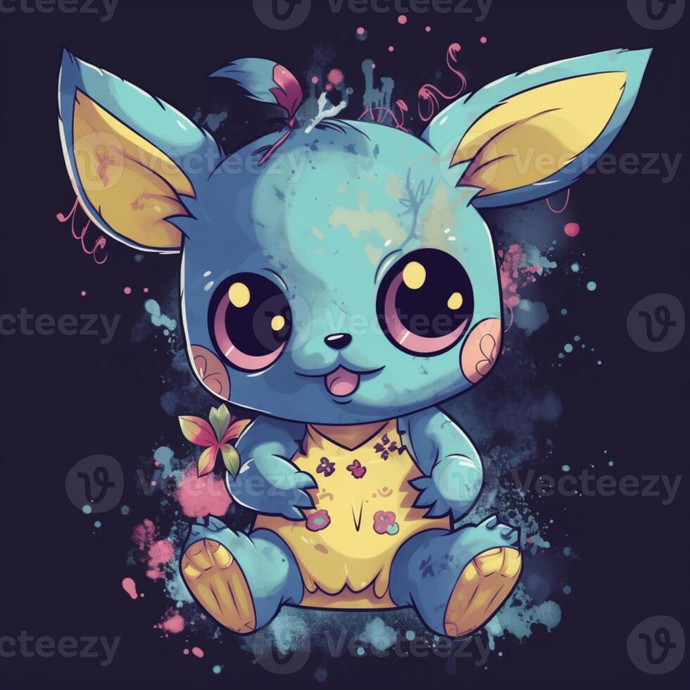 uma azul fundo com muitos diferente Pokémon personagens. generativo ai.  28480740 Foto de stock no Vecteezy