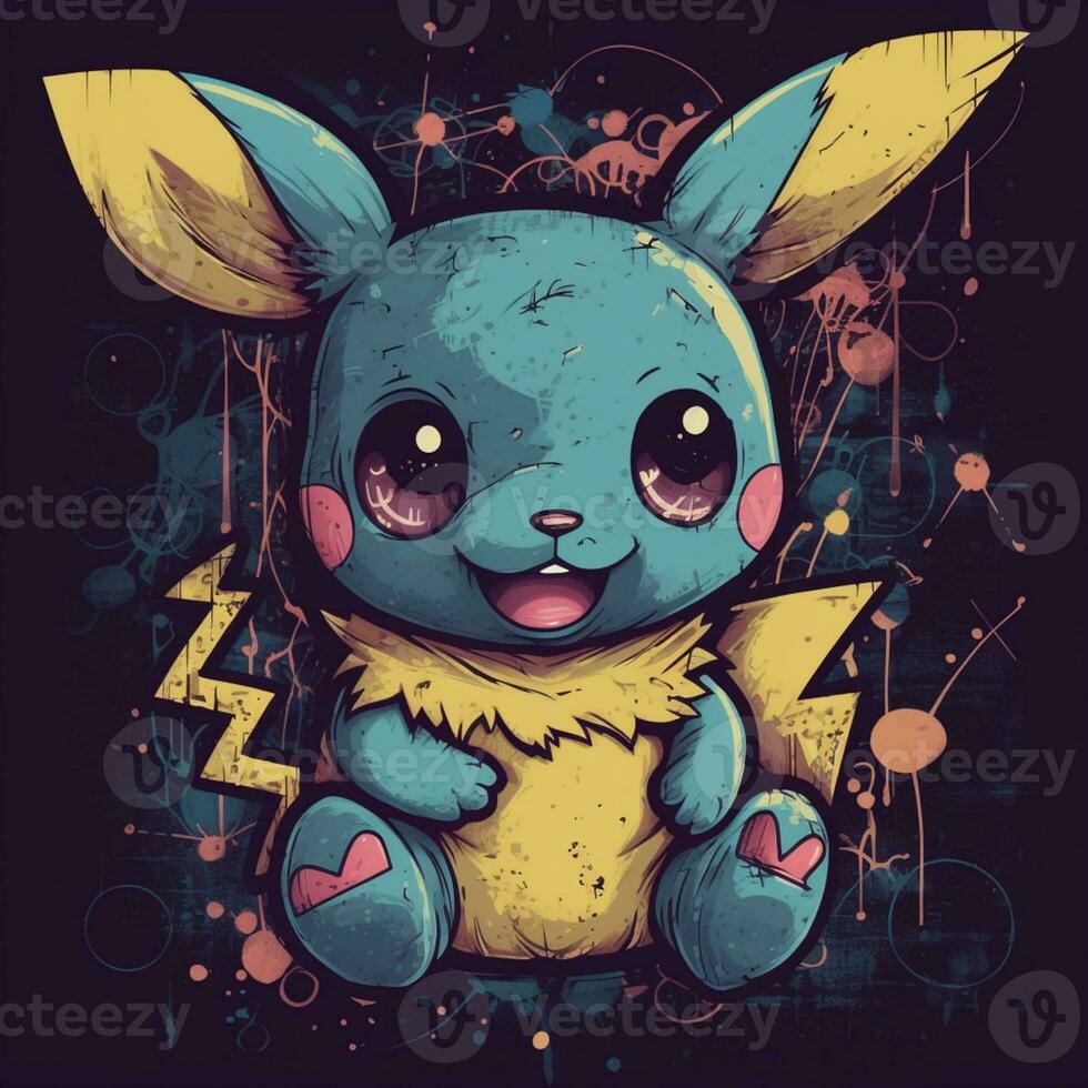 uma azul fundo com muitos diferente Pokémon personagens. generativo ai.  28480740 Foto de stock no Vecteezy
