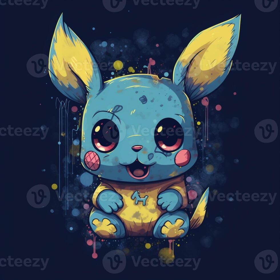 Pokémon Pikachu com uma Câmera em uma azul fundo. generativo ai. 28404959  Foto de stock no Vecteezy