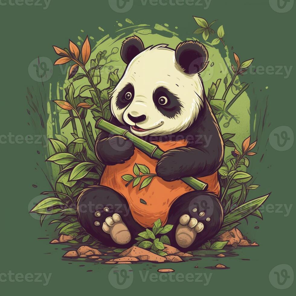 Fundo Uma Imagem De Urso Panda Sentado Em Bambu Fundo, Panda