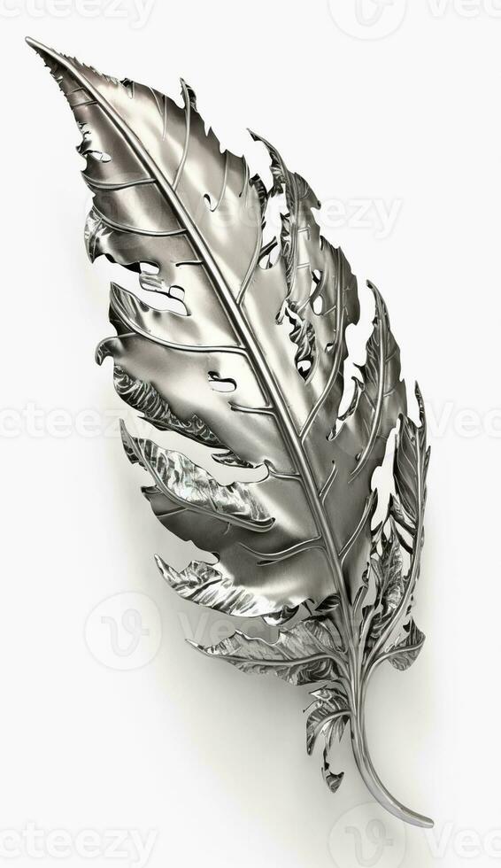 lá é uma prata folha broche com uma metal decoração. generativo ai. foto