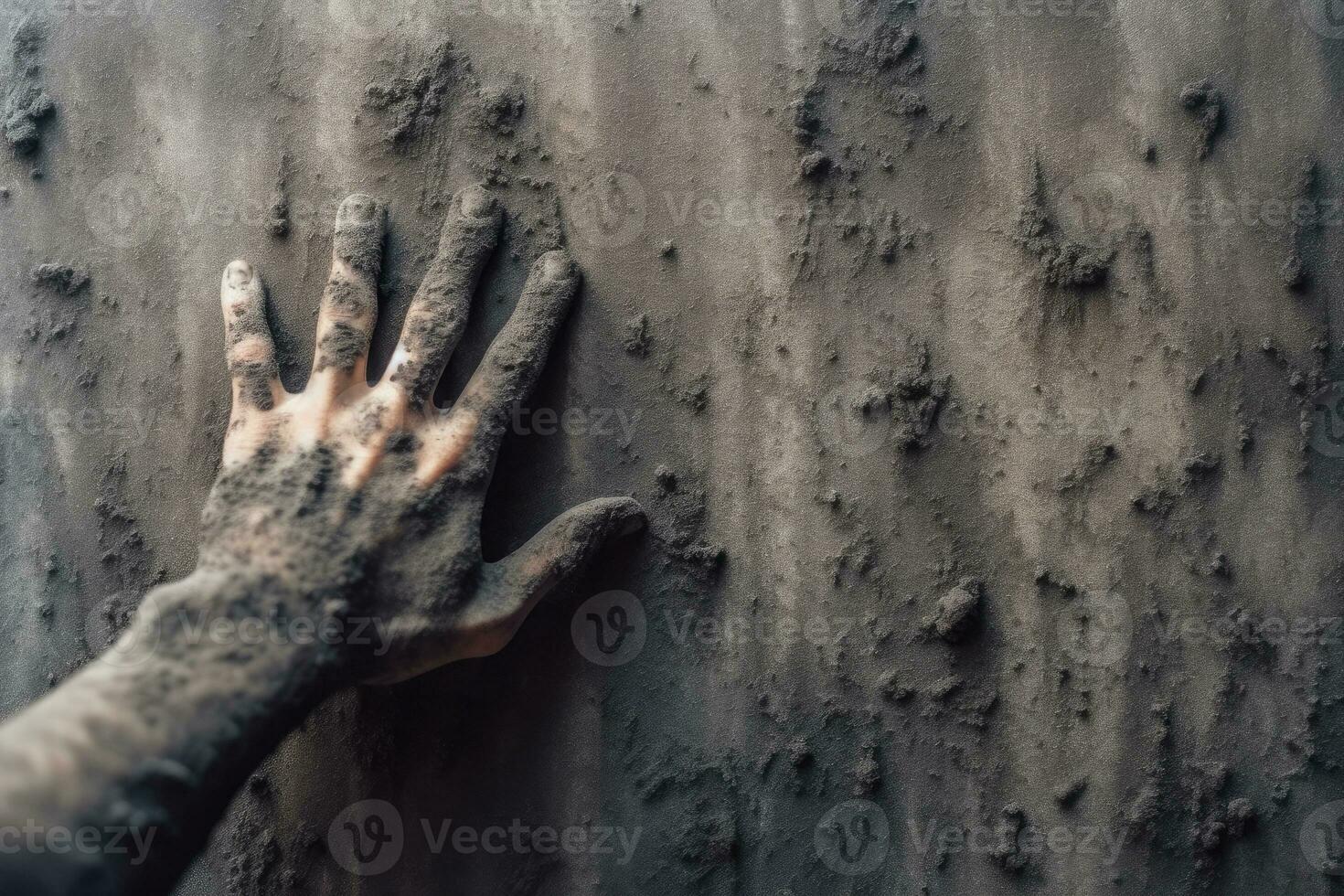 mãos coberto dentro lama e pó, trabalho dia, generativo ai foto