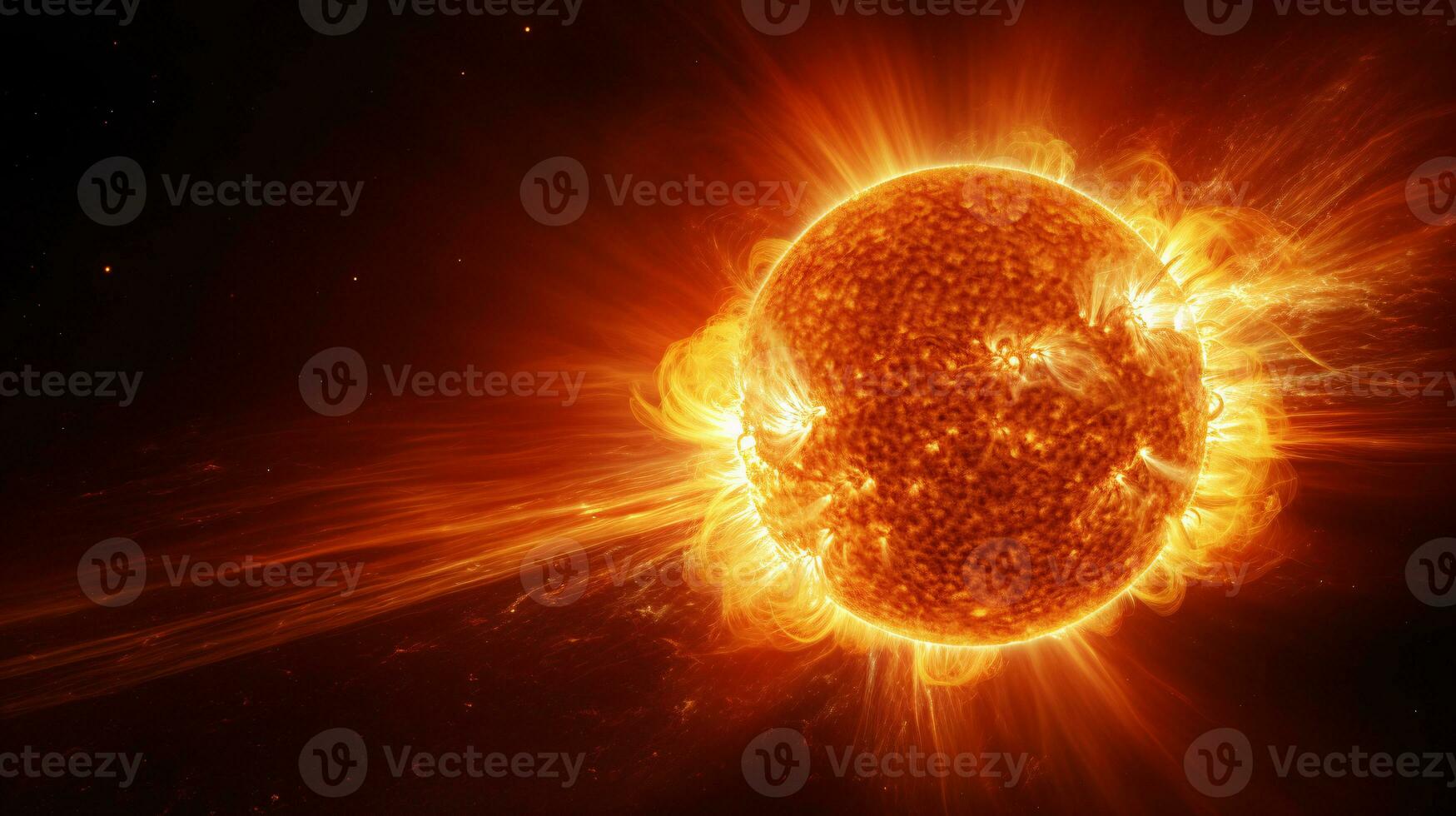 hiper-realista imagem do a do sol superfície exibindo a cru poder do em erupção solar chamas ai generativo foto