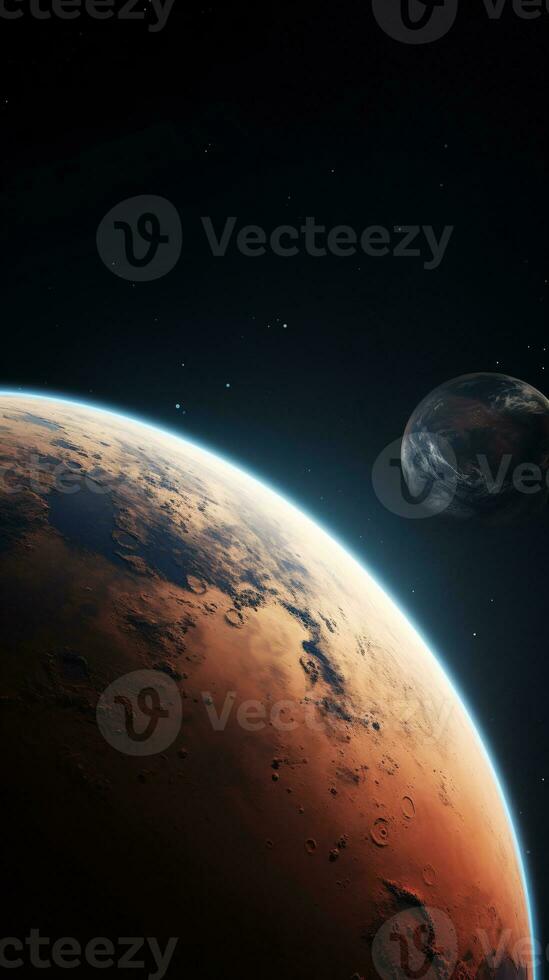 uma profundo Visão do terra Como visto a partir de Marte belas encapsulando a vastidão do nosso cósmico escala ai generativo foto