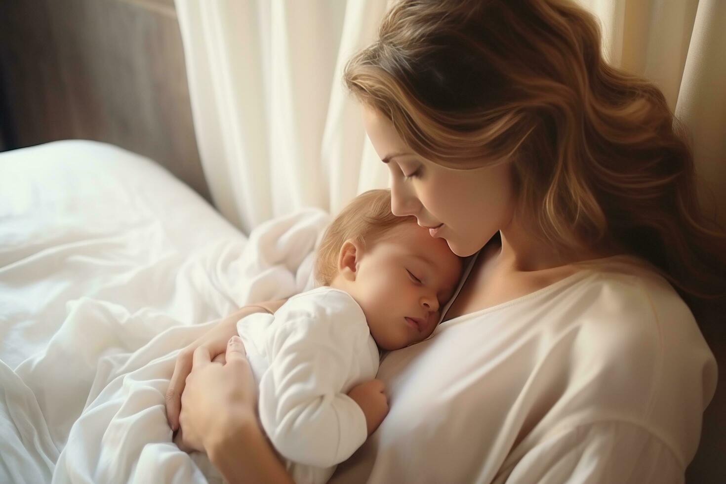 lindo mulher com dela bebê foto