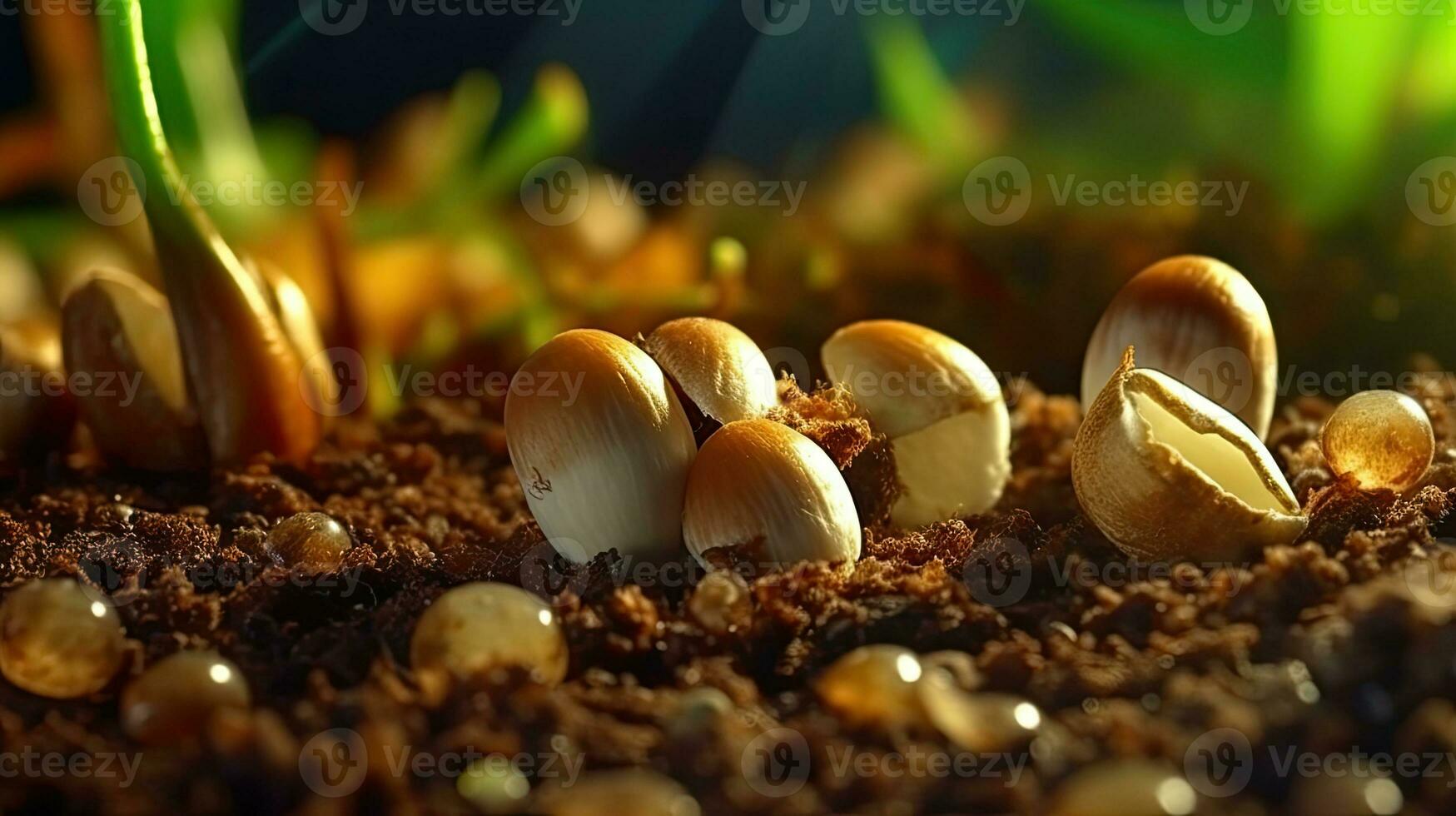 germinando sementes do vegetal em a terra dentro vários temporadas, ai gerado foto