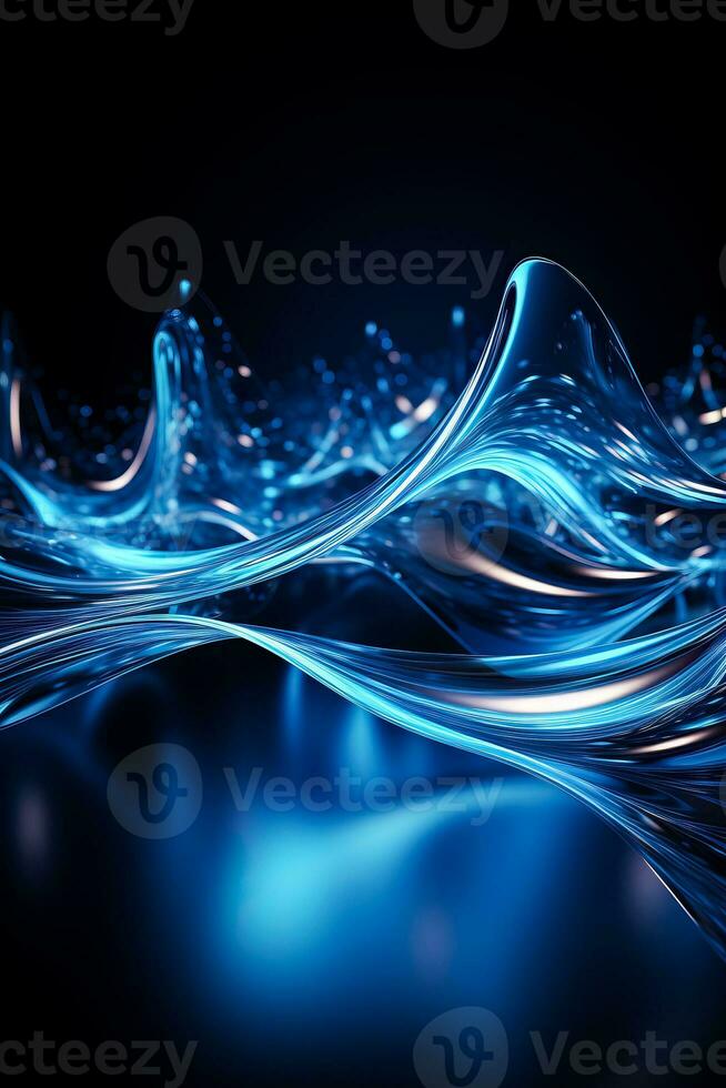 abstrato azul digital onda com água solta efeito em Sombrio fundo representando futurista alta tecnologia conceito som onda ilustração foto