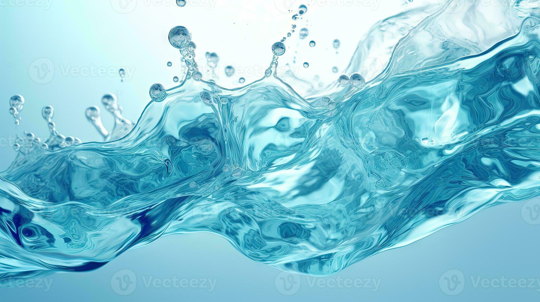 azul água respingo em branco fundo. líquido pinga espalhado. gerado ai. foto