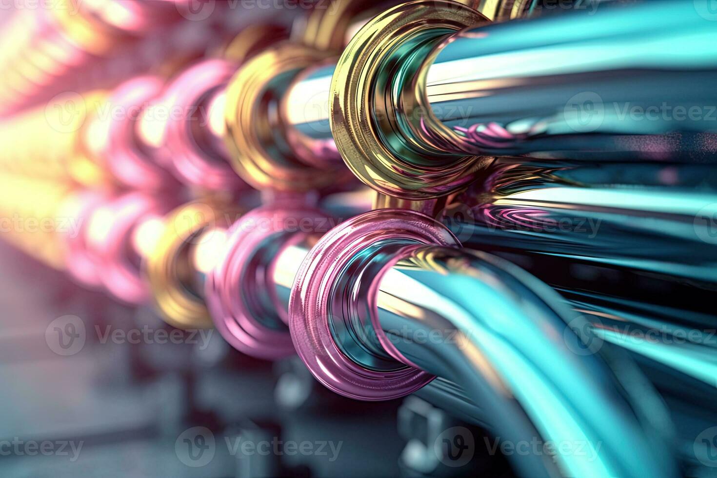 abstrato cromada tubos composição. indústria temático fundo com brilhante metálico conectado tubos. gerado ai. foto