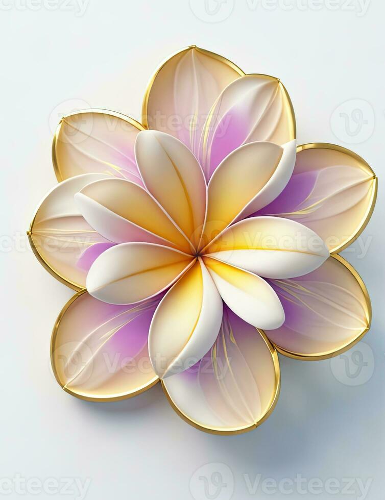 3d flores fez a partir de cerâmico com pastel cores e uma toque do ouro foto