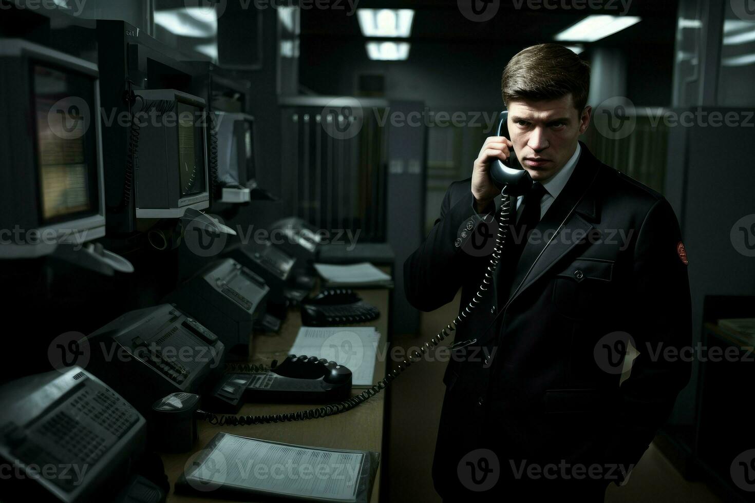 masculino guarda conversa em telefone chamar. gerar ai foto