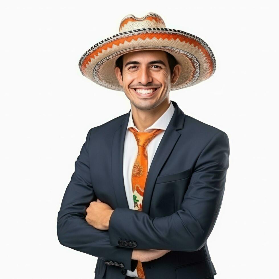 mexicano sorridente homem de negocios isolado foto