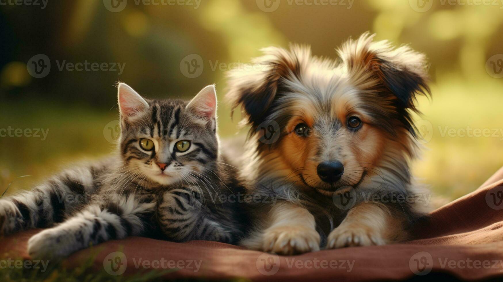 foto do cachorro e gato amoroso cada de outros . generativo ai