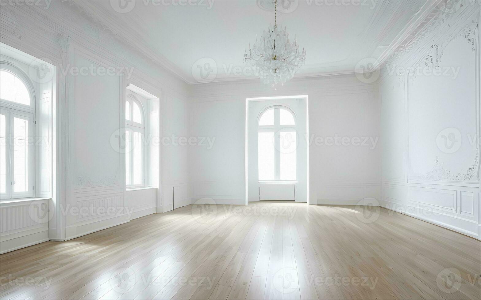 interior interior esvaziar branco quarto de brilhando brilhante luz solar a partir de a janela. ai generativo foto