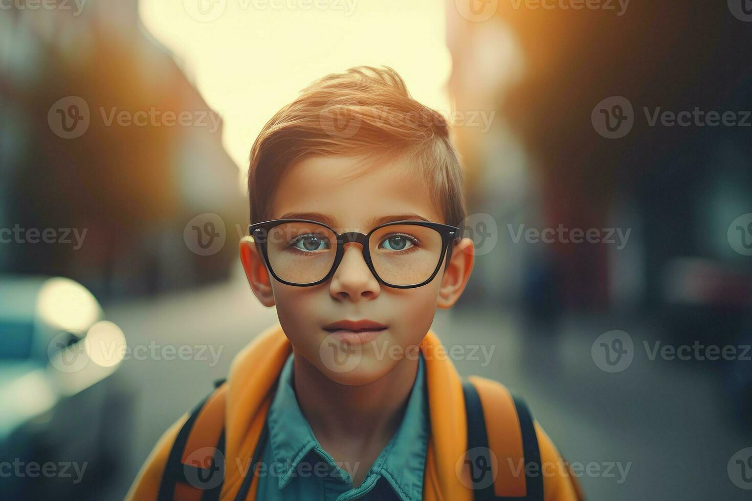 feliz escola criança caminho. gerar ai foto