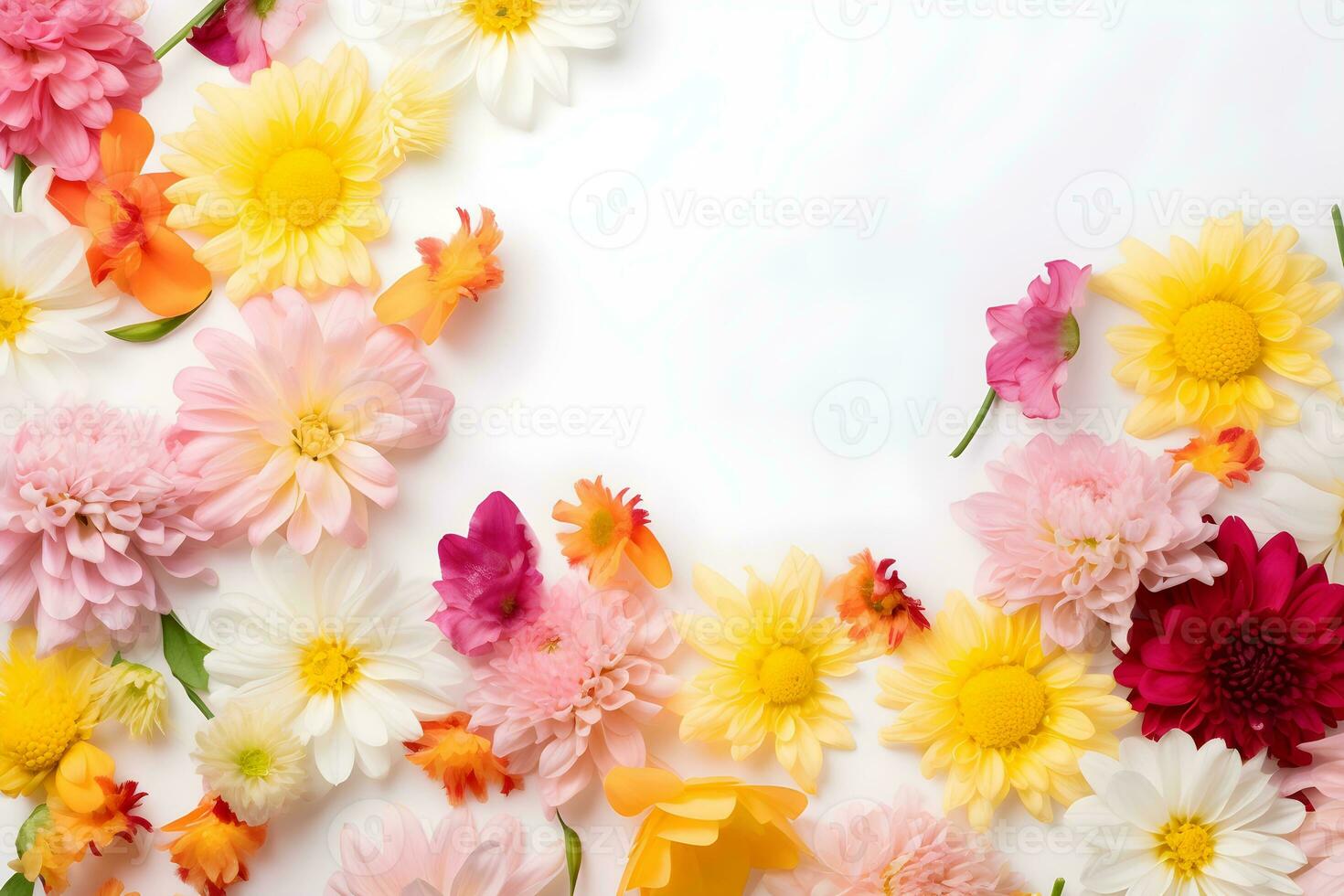 colorida flores composição em branco fundo foto