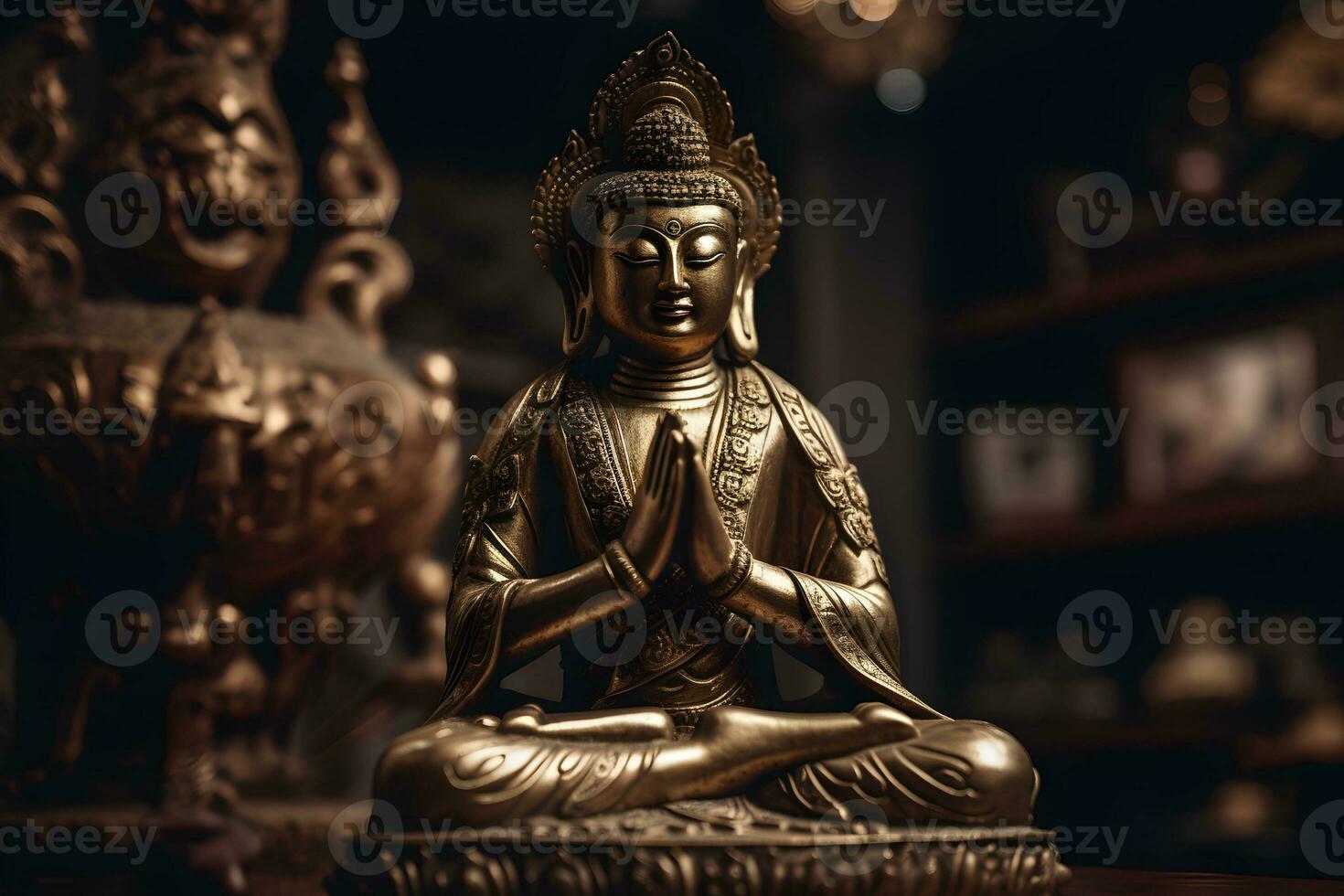 uma dourado estátua do uma Buda dentro têmpora foto
