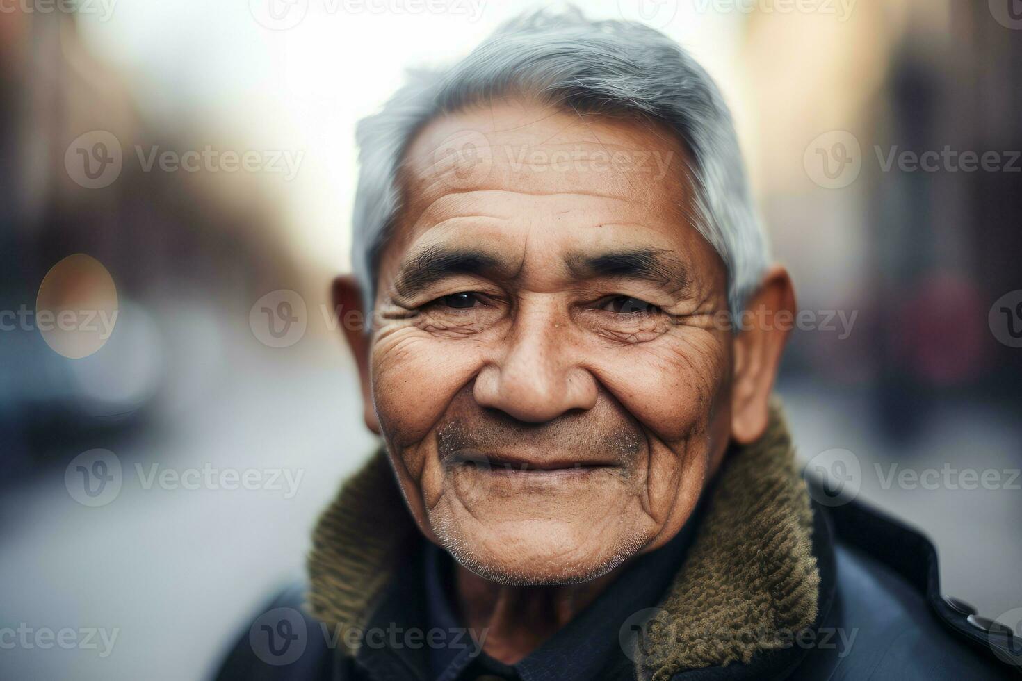 hispânico Senior sorridente cara. gerar ai foto