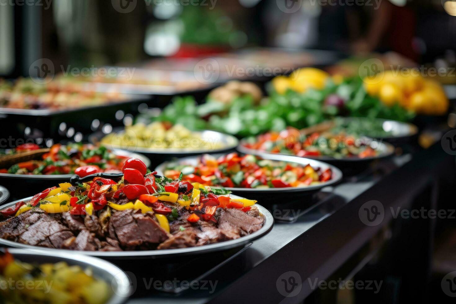 bufê mesa cheio do Comida dentro uma luxo hotel foto