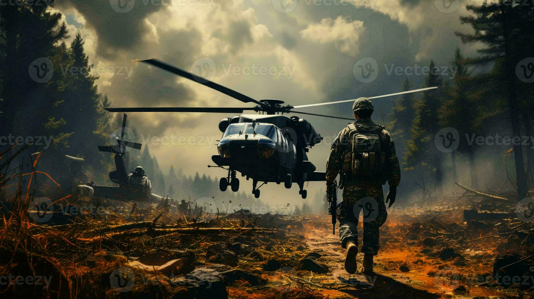 militares combate helicóptero para guerra, aviação para combate operações foto
