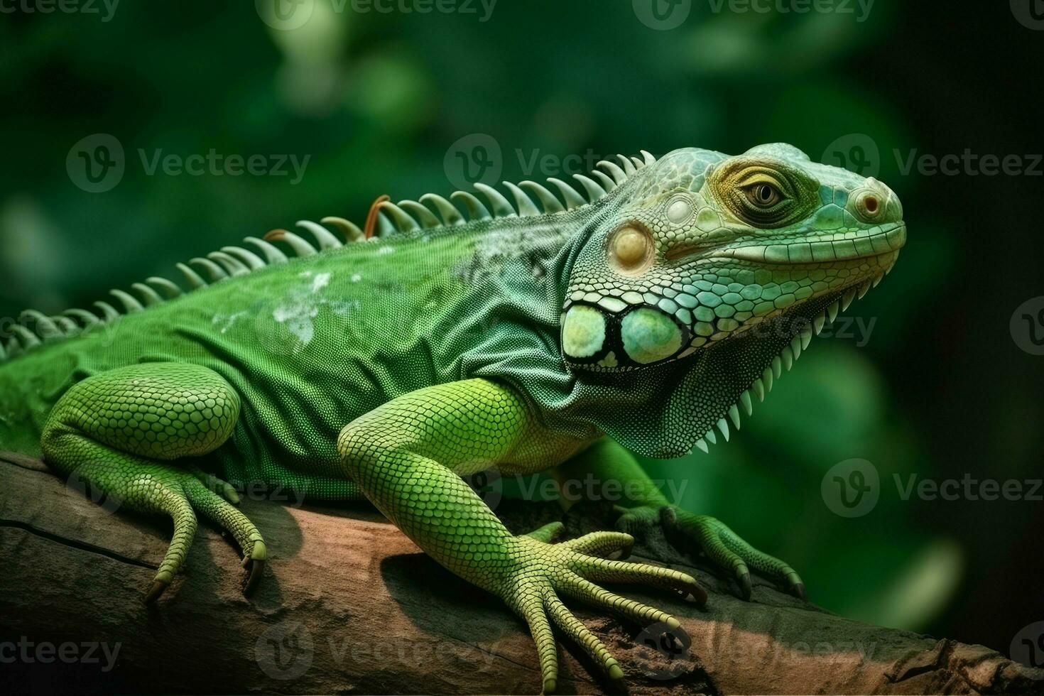 verde iguana floresta réptil. gerar ai foto