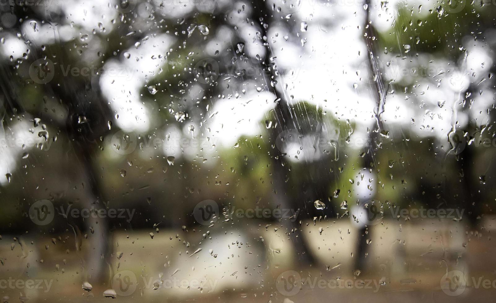 detalhe de pingos de chuva de vidro foto