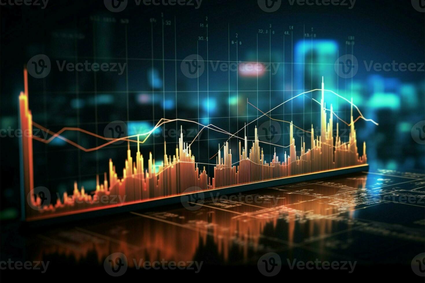 analisando negociação tendências através estoque mercado gráfico para informado o negócio e financeiro decisões ai gerado foto