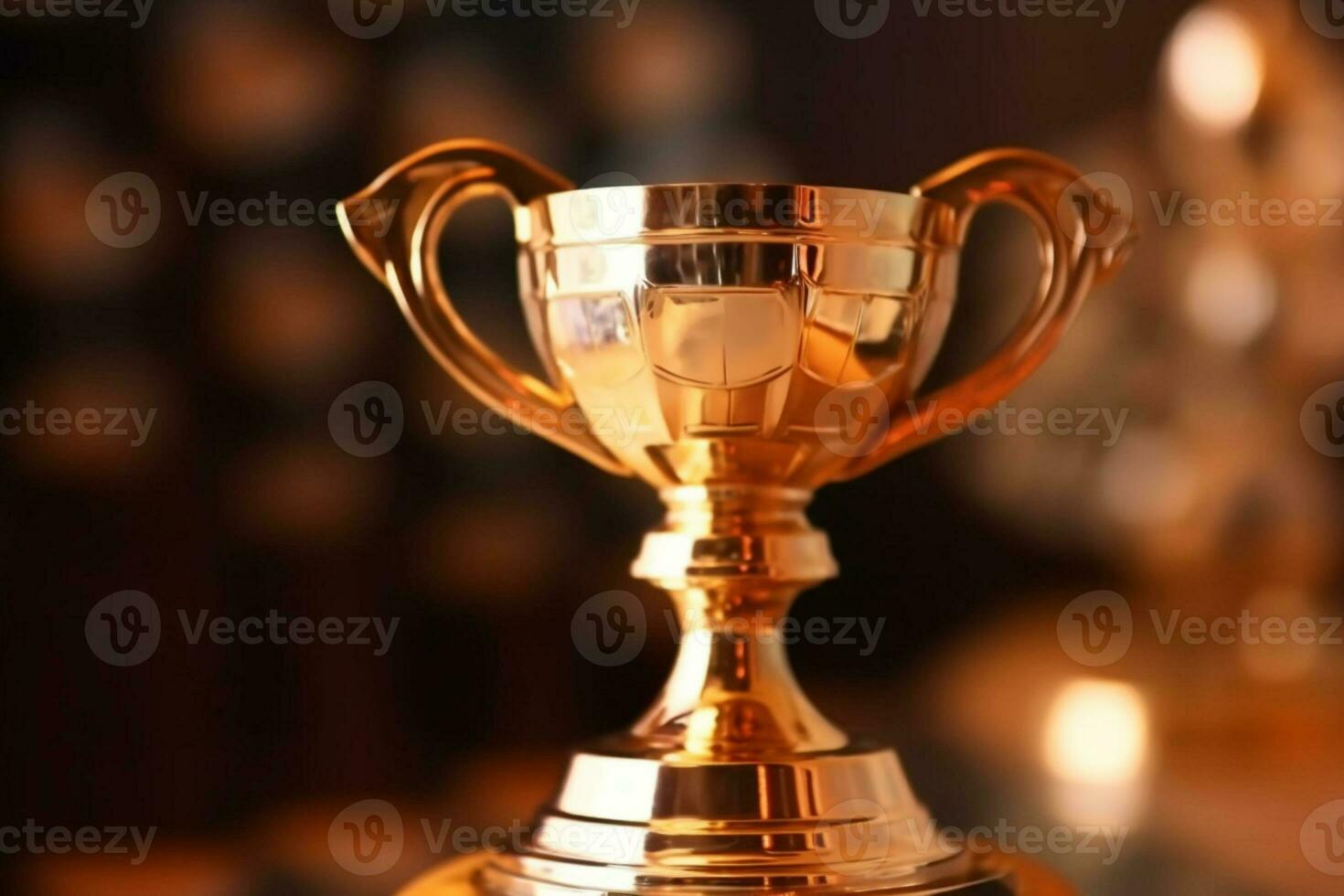 dourado troféu, uma testamento para sucesso e excelência, em uma com tema de campeão fundo. ai gerado foto